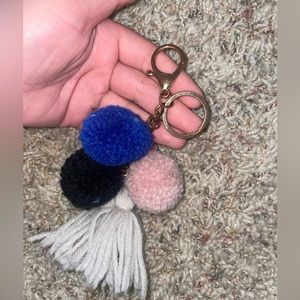 Cute flirty cotton ball keychain accessory